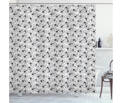 Monochrome Hibiscuses Sketch Shower Curtain