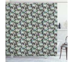 Abstract Flowers and Leaves Shower Curtain