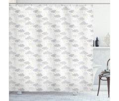 Dreamy Sky with Dots Stars Shower Curtain