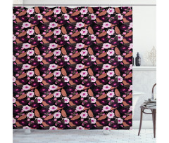 Vintage Exotic Flowers Shower Curtain