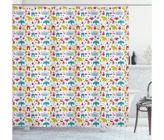 South Eastern Doodle Icons Shower Curtain