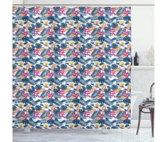 Leaves and Bird of Heaven Shower Curtain