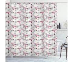 Roses and Flamingos Shower Curtain