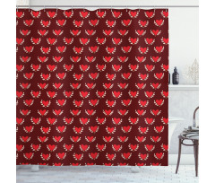 Hearts and Leafy Branches Shower Curtain