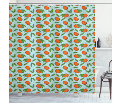 Mandarin Fruit and Leaves Shower Curtain