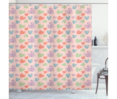 Fun Hearts in Pastel Colors Shower Curtain