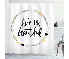 Hearts Line Words Shower Curtain