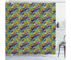 Exotic Aloha Palm Leaves Shower Curtain