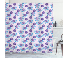 Abstract Roses on Stripes Shower Curtain