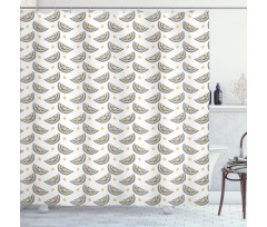 Citrus Slices and Tiny Leaves Shower Curtain