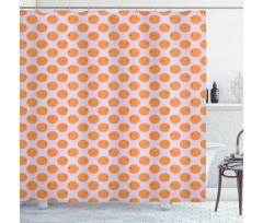 Citrus Fruit on Polka Dots Shower Curtain