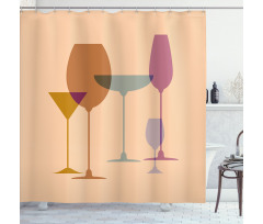 Wine Glasses Silhouette Art Shower Curtain