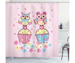 Couples Cupcakes Romantic Shower Curtain