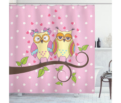 Birds in Love on Branch Shower Curtain