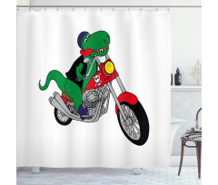 Funny Rider T-rex Shower Curtain