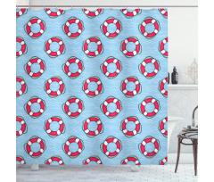 Lifebuoys in Ocean Shower Curtain