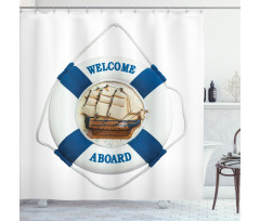 Life Buoy on the Wall Shower Curtain