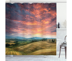 Tuscany Cypress Trees Shower Curtain