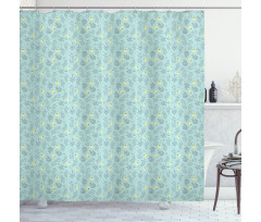 Round Flora with Leaves Shower Curtain