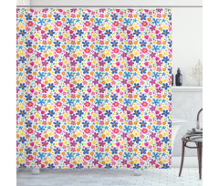 Funny Spring Cartoon Flowers Shower Curtain