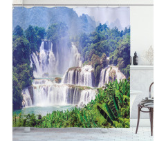 Waterfall Tropical Plant Shower Curtain