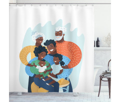 Happy Family Scene Shower Curtain