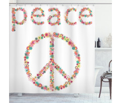 Peace Sign with Flower Shower Curtain