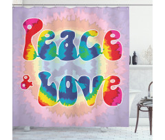 Peace Love Tie Dye Effect Shower Curtain
