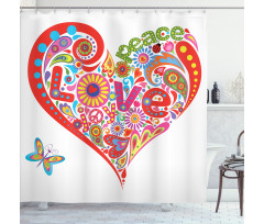 Colorful Peace Heart Shower Curtain