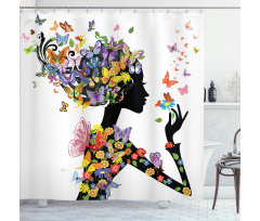 Flowers with Butterfly Shower Curtain