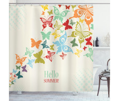 Butterfly Dots Timber Shower Curtain