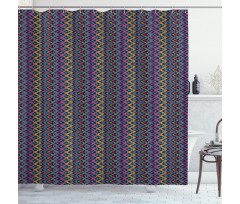 Folkloric Abstract Zigzags Shower Curtain