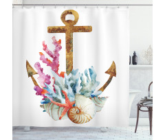 Anchor Corals Seaweed Shower Curtain