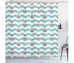 Pattern Anchor Stripe Shower Curtain