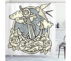 Anchor and Roses Clouds Shower Curtain