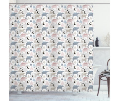 Pastel Polar Bear Pattern Shower Curtain