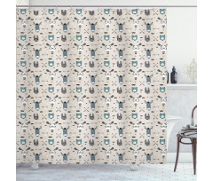 Childish Reindeer Heads Art Shower Curtain