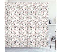 Rabbits with Flowers Shower Curtain