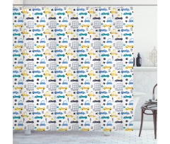 Childish Car Pattern Shower Curtain