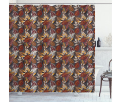 Tropic Leaves in Earth Tones Shower Curtain