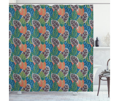 Grunge Houseplant Leaves Shower Curtain