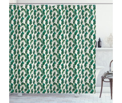 Tropic Forest Leaf Motif Shower Curtain