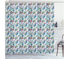 Colorful Bouquets Stripes Shower Curtain