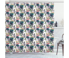 Summer Flowers Exotic Bird Shower Curtain