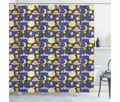 Sleeping Animals Cartoon Shower Curtain