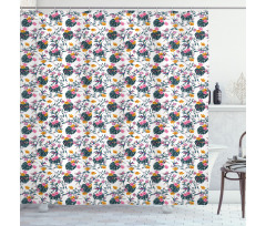 Exotic Foliage Flowers Art Shower Curtain