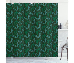 Growth Jungle Leaves Motif Shower Curtain