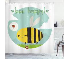Bee Happy Doodle Shower Curtain