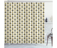 Cartoon Style Bees Crowns Shower Curtain