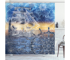 Nautical Ship on the Ocean Shower Curtain